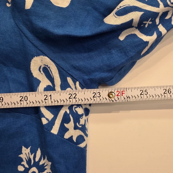 Marisa Christina Woman Blue White Floral Tunic Top 1X Linen Blend - Picture 5 of 7